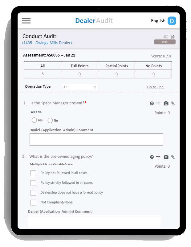 PRISM conduct audit mobile tablet version