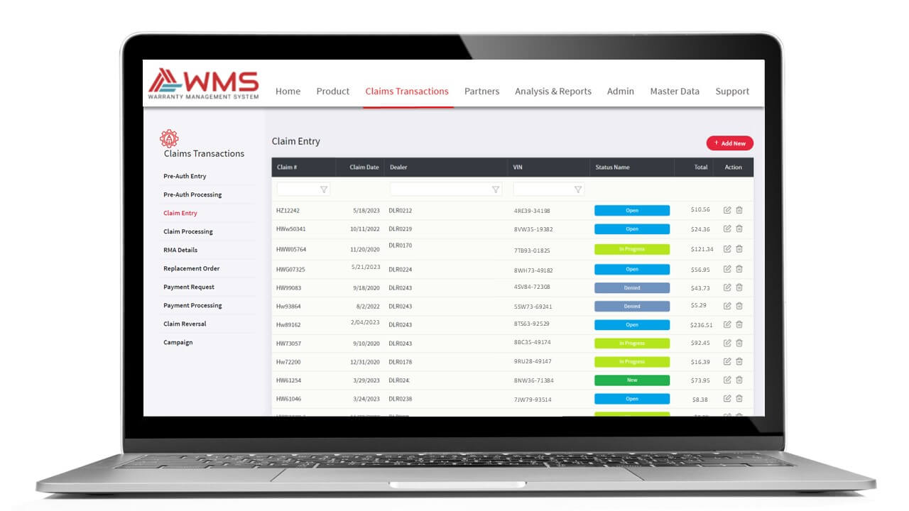 Warranty Management Software Entry Report